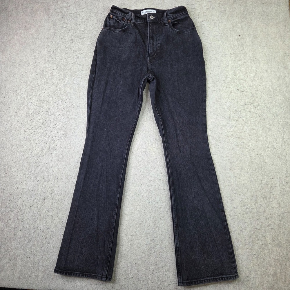 Abercrombie & Fitch Black Ultra High Rise 70s Vintage Flare Jeans Womens Size 25